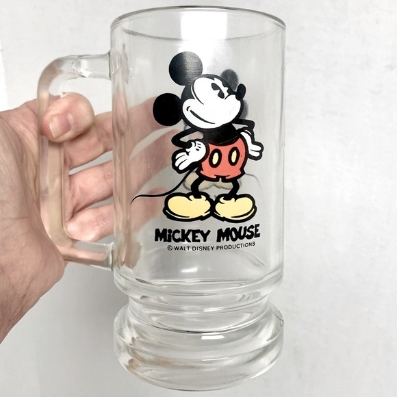 C🌺 VINTAGE DISNEY 80’s MICKEY MOUSE DRINKING CLEAR GLASS BEER PINT CUP MUG EUC - Picture 9 of 12